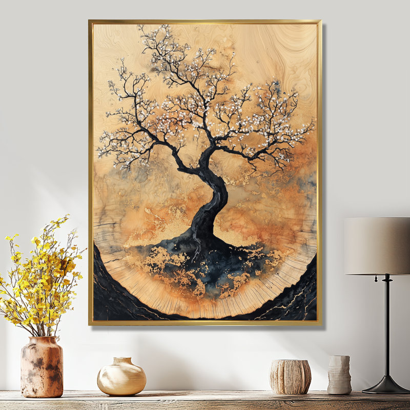 Hernandes - Floral Wall Decor, Reproduction encadrée sans passe-partout, H 32 po x l 16 po, Doré