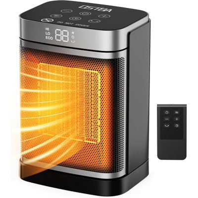 Chauffage d'appoint oscillant en céramique de 1500 W avec télécommande, thermostat ECO et minuterie de 24 h