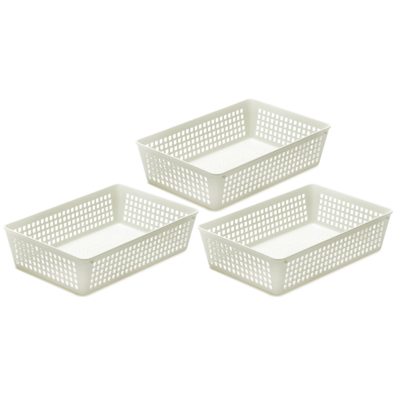 Ensemble de rangement en plastique pour tiroir de bureau, Blanc, H 2,25 po x l 9 po x P 6 po, 3