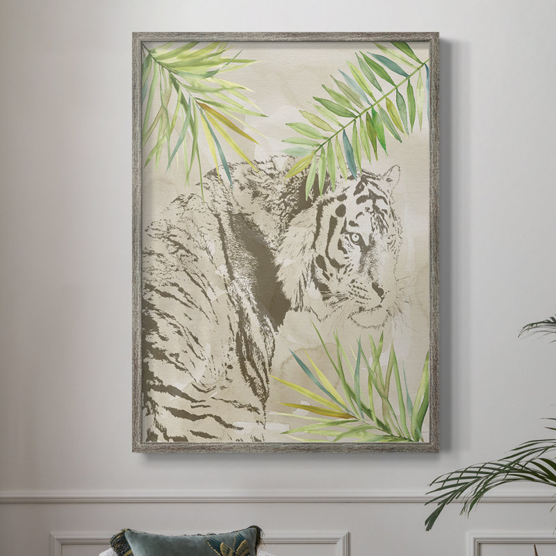 Boho Jungle Cat I, reproduction encadrée - bois massif, H 11 po x l 9 po