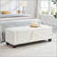 Repose-pieds avec rangement capitonné en similicuir 48 po - Ivoire-129894683-129894685