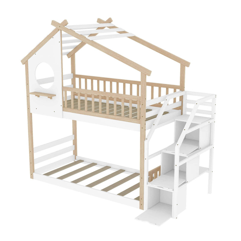 Gravett Kids Twin Over Twin Bunk Bed, White