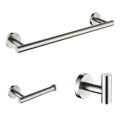 Sus304 Stainless Steel Bathroom Hardware 3, Brushed Nickel, Strong Bath Shower Fixtures  Robe Hook, Toilet Paper Holder, Towel Bar Components  Toilet Bar, Robe Hook