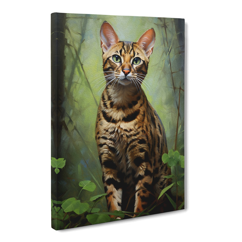 Bengal Cat Hard Edge Painting - Print, 50cm H x 35cm W x 3cm D