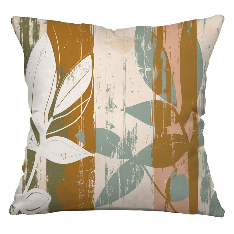 Leafy Branches Cool   Reversible Throw Pillow, 14"H x 14"W