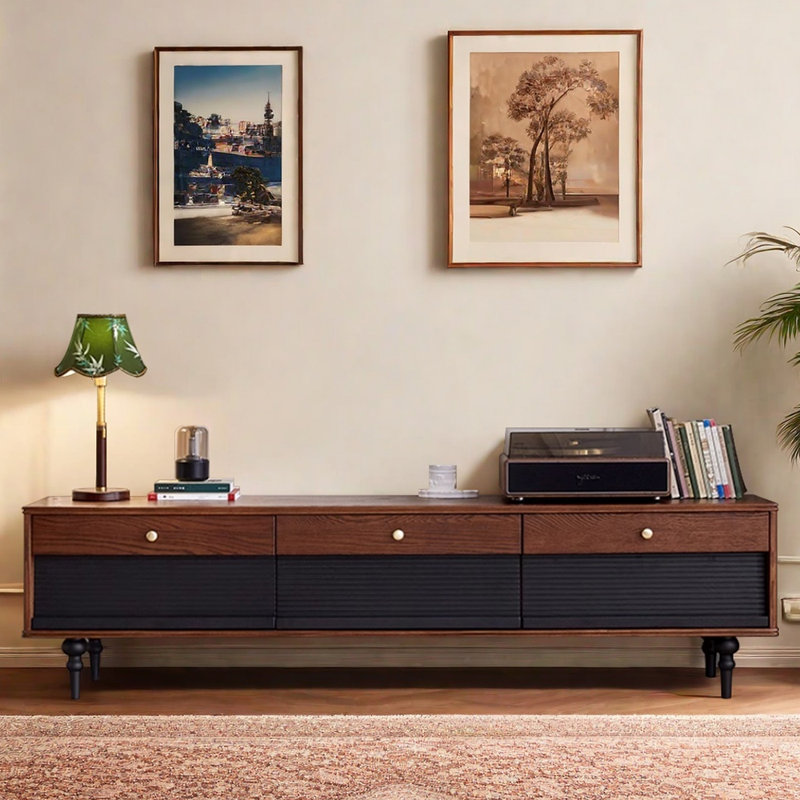 Meuble télé en bois massif de style rétro