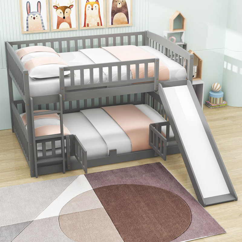 Lit superposé double au dessus d'un lit double Keeble, gris
