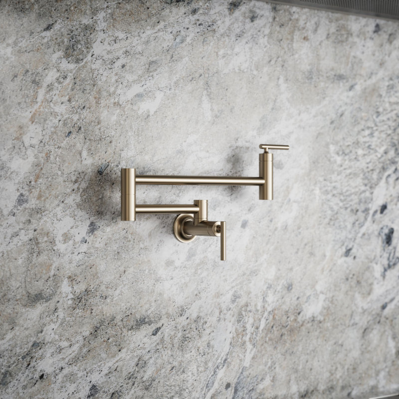 Wall-Mount Pot Filler Faucet, Swing Arm Kitchen Pot Filler Faucet, Vibrant Brushed Bronze