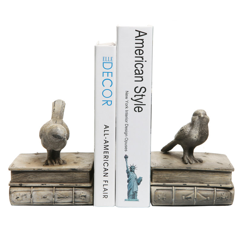 Resin Bookends, Vintage Grey