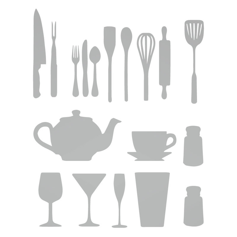 Décalcomanie murale de cuisine, H 37 po x l 29 po x P 0,01 po, Argent