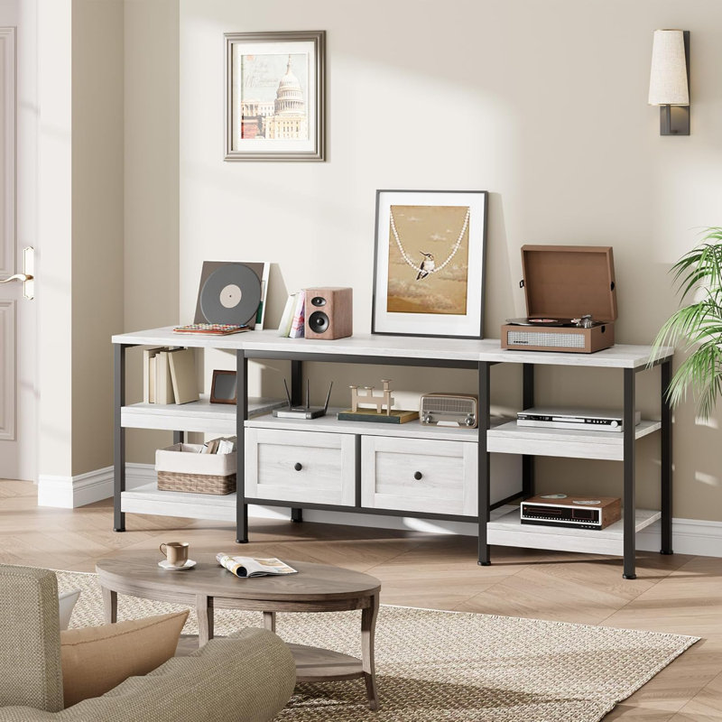Unfinished TV Stand, 64.3cm H x 180.1cm L x 39.9cm W, White Wood