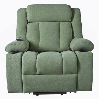 Power Lift Recliner Chair For Elderly,Fabric Lift Chairs For Living Room W/ Extended Footrest,Classic Single Sofa,Home Theater Seating With 2 Cup Holders,Side Pockets,Remote Control(Dark Green)