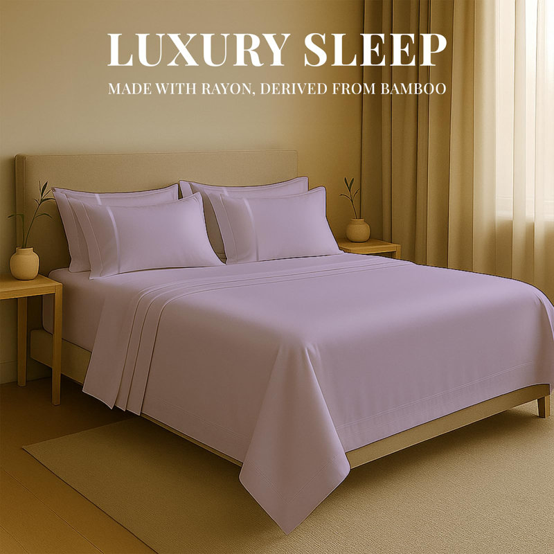Premium Rayon From Bamboo Blend Sheet Set With Deep Pockets, Cooling and Breathable, Periwinkle