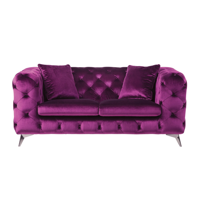 Canapé Godsey, H 30 po x l 71 po x P 36 po, Velours mauve