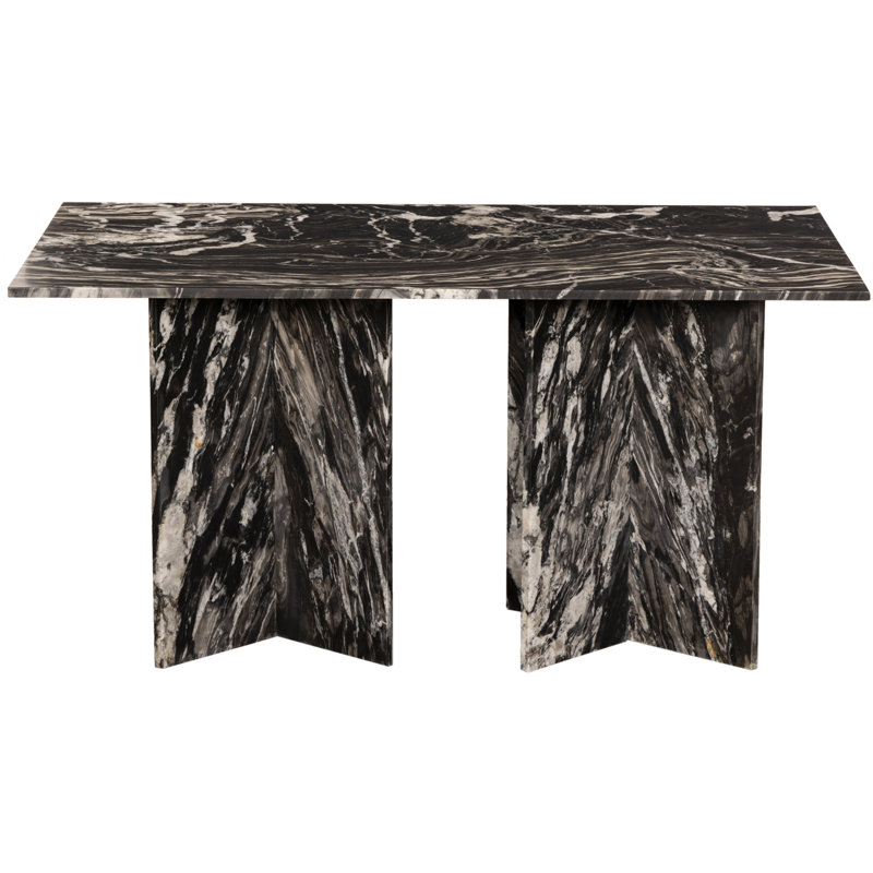 Verona Genuine Marble Dining Table, Black, 60"  L x 36" W