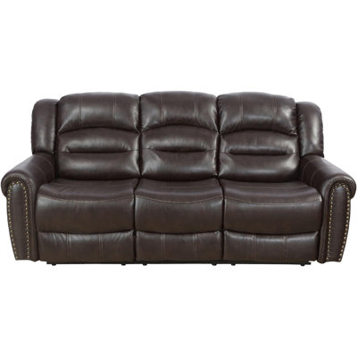 Hospers 89" Faux leather Pillow Top Arm Reclining Sofa