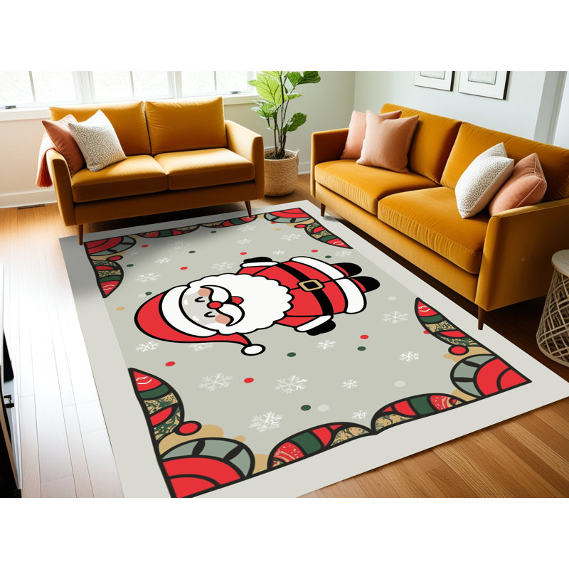 Tapis de vacances d'hiver de Noël lavable The Holiday Aisle®, Rectangulaire 2 pi x 3 pi