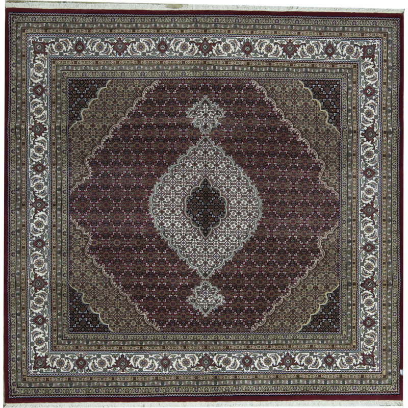 Tapis rouge et crème noué à la main de haute qualité