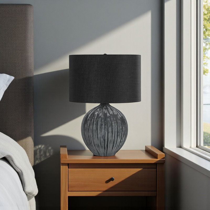 Wendell Ceramic Metal Table Lamp with Black Shade, 22.8'' H X 15.89'' W X 15.76'' D
