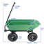 Camion à benne basculante pliante en poly pour voiture avec cadre en acier, 10 pouces. Pneumatique, capacité de 300 lb, corps 55 L, vert