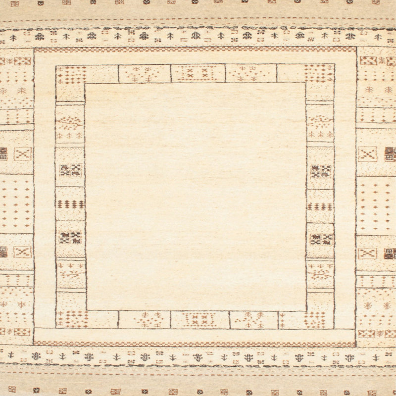 Tapis contemporain crème / brun, Carré 4 pi