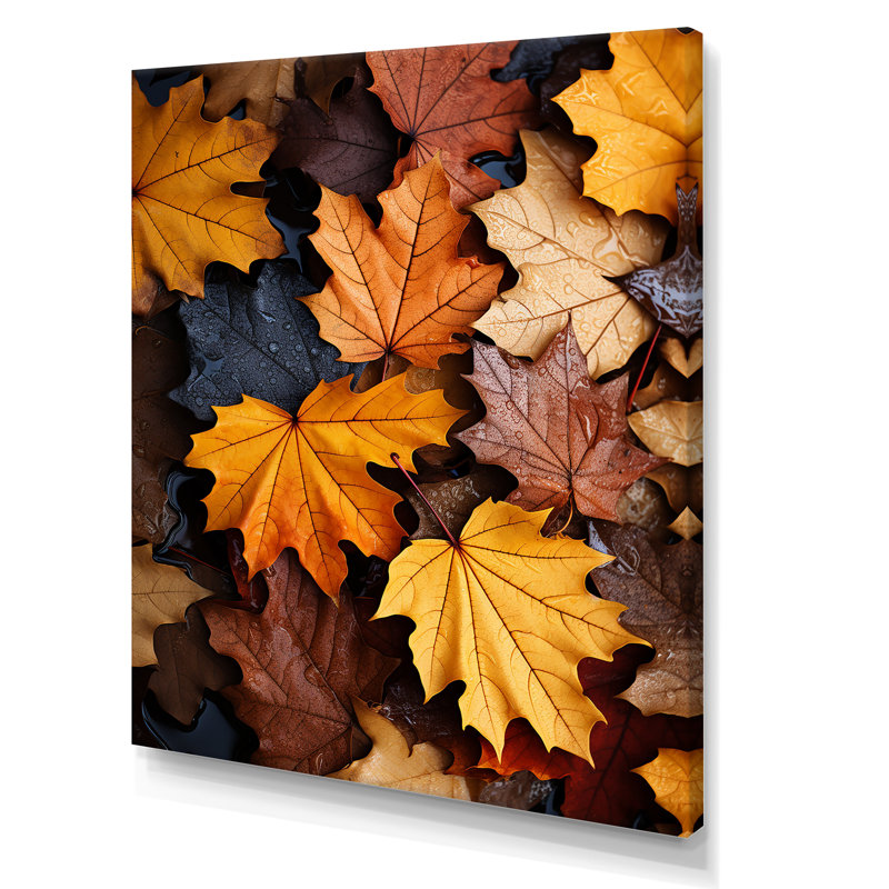 " Yellow And Orange Autumn Mapple Leaves 1 ", 40" H x 30" W x 1.5" D, Wrapped Canvas
