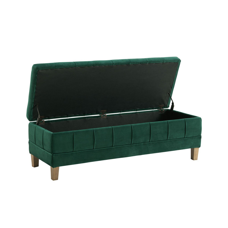 Gloria Velvet Ottoman, Evergreen Velvet