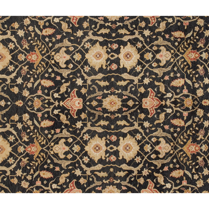 Hand-Knotted Black Wool Rectangular Rug, 70" x 18"