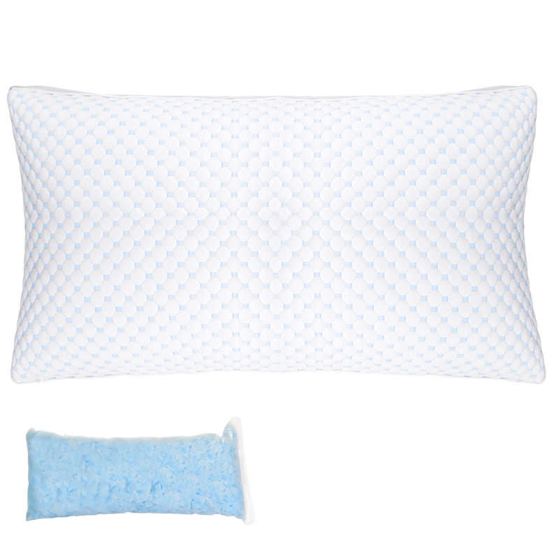 Oreiller en mousse viscoélastique déchiquetée réglable avec housse supplémentaire lavable en machine pour les personnes qui dorment sur le dos