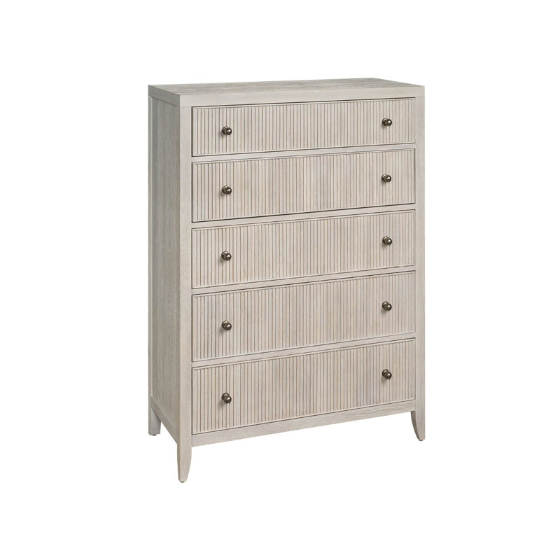 Commode à 5 tiroirs Caterina, Chêne blanc