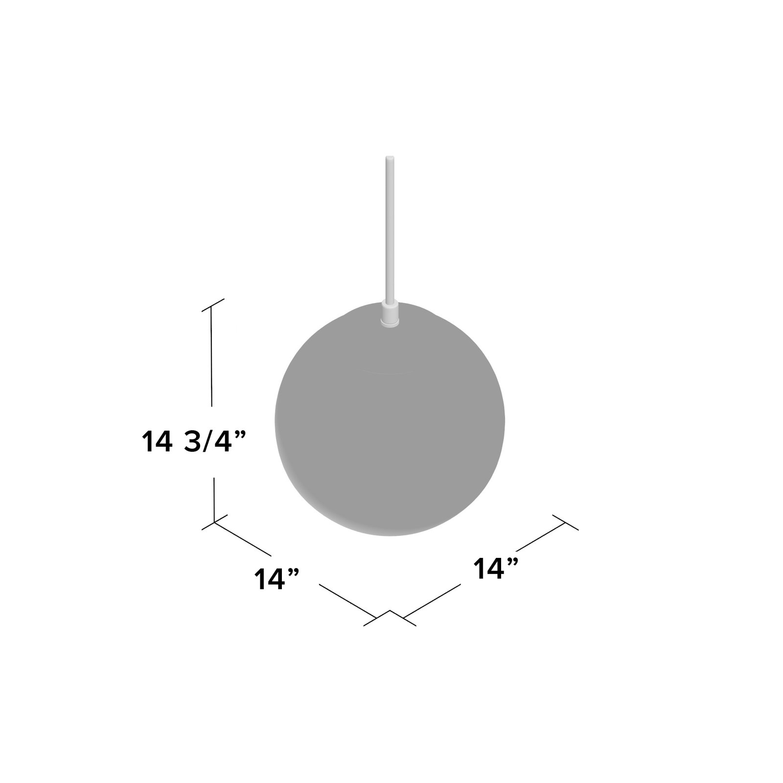 Meri Dimmable LED Single Light Pendant, Satin Aluminum, 14.75" H x 14" W x 14" D, LED Integrated