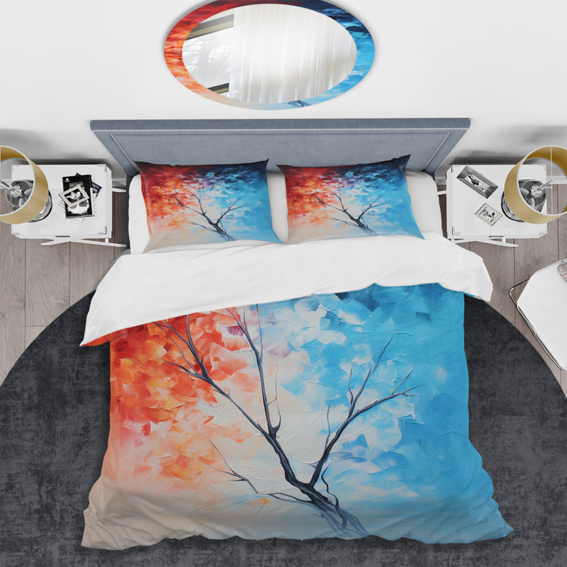 Ensemble de housse de couette Fire and Ice Tachisme Tree III - Tachisme, Housse de couette pour très grand lit et 2 très 