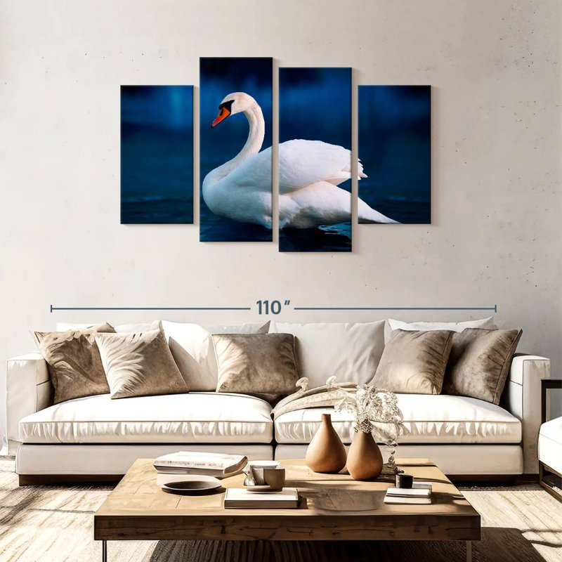 Brampt Pure White Swan, 48"H x 75"W