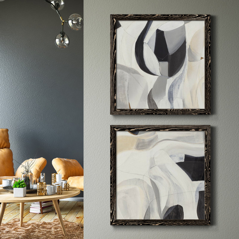 La recherche I - ensemble de 2 reproductions d'art sur toile, H 31,5 po x l 63 po x P 1,5 po, Cadre noir