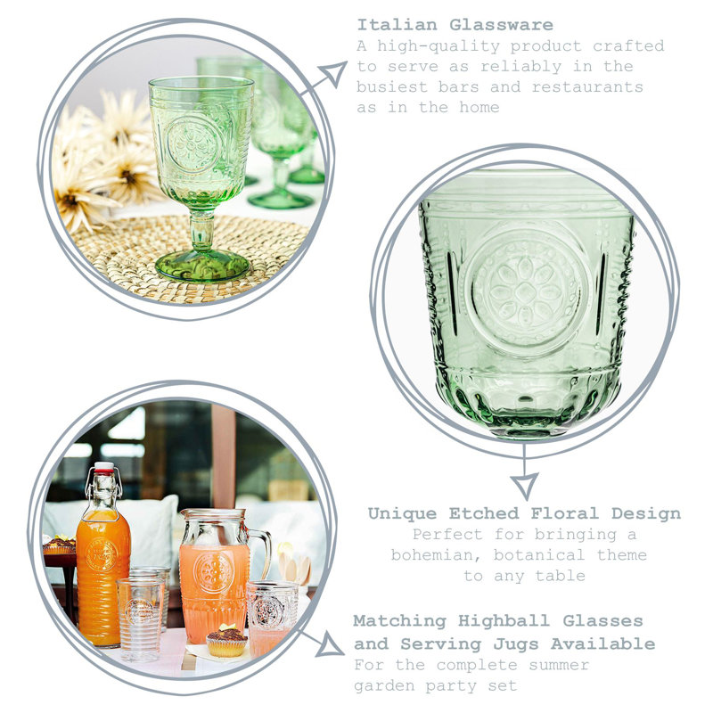 Romantic Wine Glasses - 320ml, 12, Green