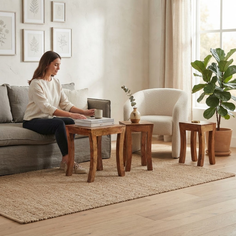 Castellon Solid Wood Nesting Tables