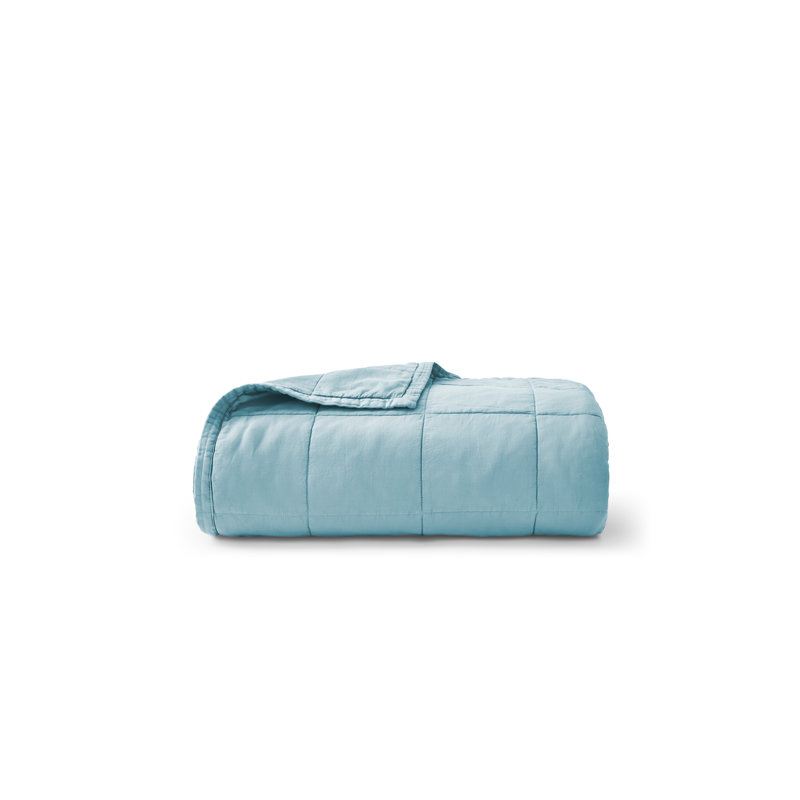 Laundered Cotton Throw Blanket, Chalk Blue