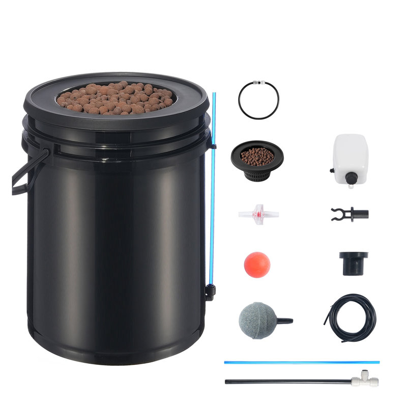 Système de culture hydroponique en eau profonde (DWC) de 5 gallons avec kit d'irrigation goutte à goutte, pompe à air et pierre à air pour légumes-feuilles