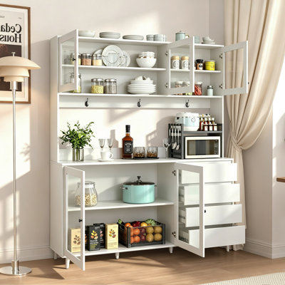 Grande huche de cuisine, rangement pour garde-manger autoportant avec portes et tiroirs pour les espaces organisés