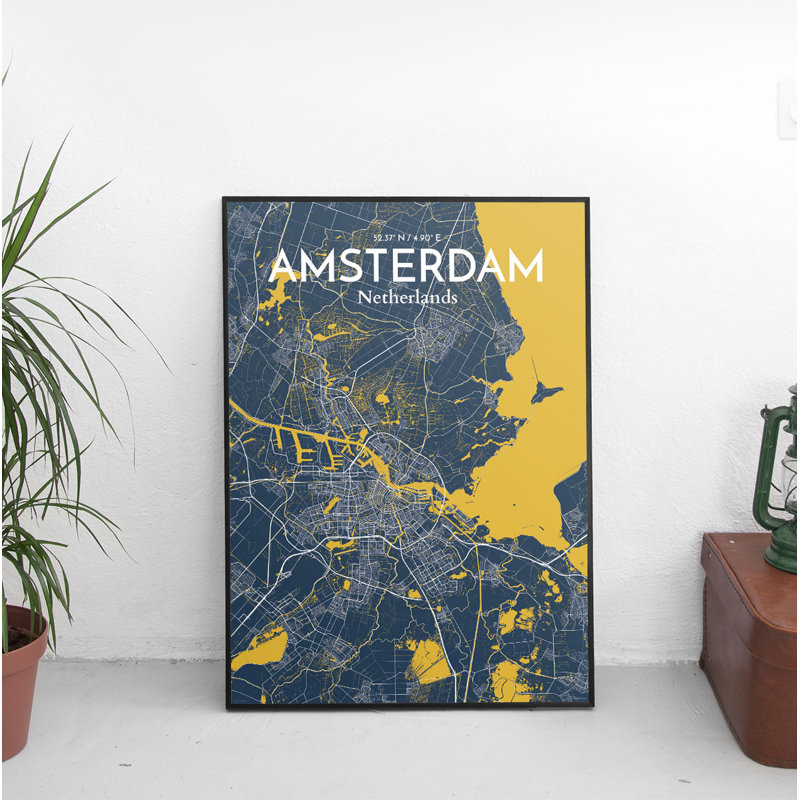 Amsterdam City Map - No Frame Print, 43cm H x 28cm W x 0.13cm D
