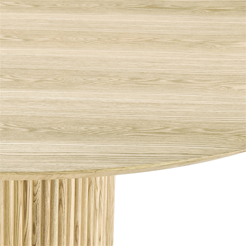 Table de salle à manger ronde en bois naturel cannelé Piper