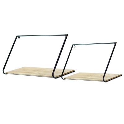 VIP Metal 18 in. Brown Wall Mounted Shelves Set of 2