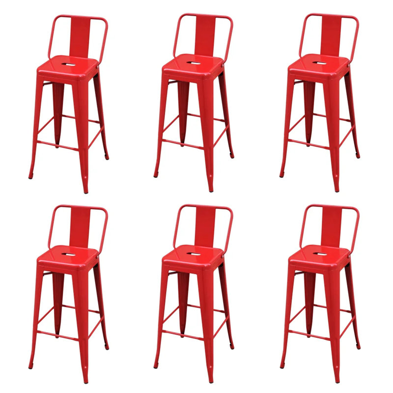 Humbert Counter Stool with Metal Frame, Red