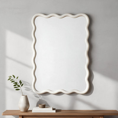 Miroir mural 20 po x 30 po à cadre vertical en bois massif avec cadre en verre trempé, montage vertical ou horizontal