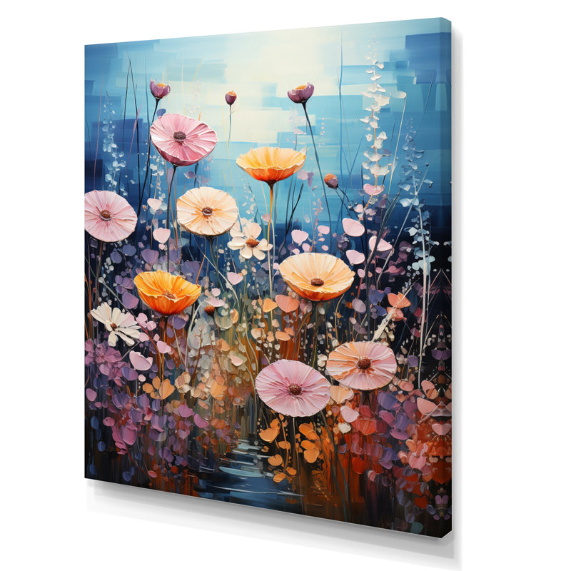 Wildflowers Serene Oasis Pointillism, reproduction d'art sur toile, H 44 po x l 34 po x P 1,5 po, Toile tendue