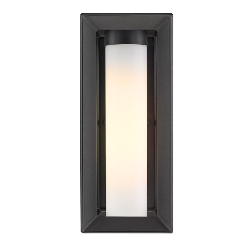 Lanterne murale d'extérieur à 1 ampoule noire naturelle H 14 po Avuyer, Verre opale, Noir