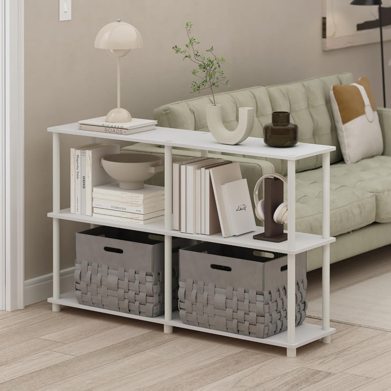 3-Tier Storage And Display Rack, Durable Composite Wood With Pvc Tubes, Rounded Edge Design