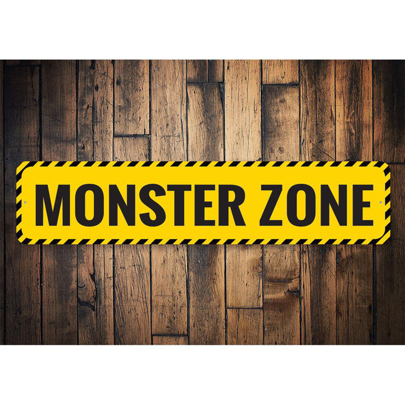 Plaque en métal Monster Zone, H 6 po x l 24 po x P 0,06 po