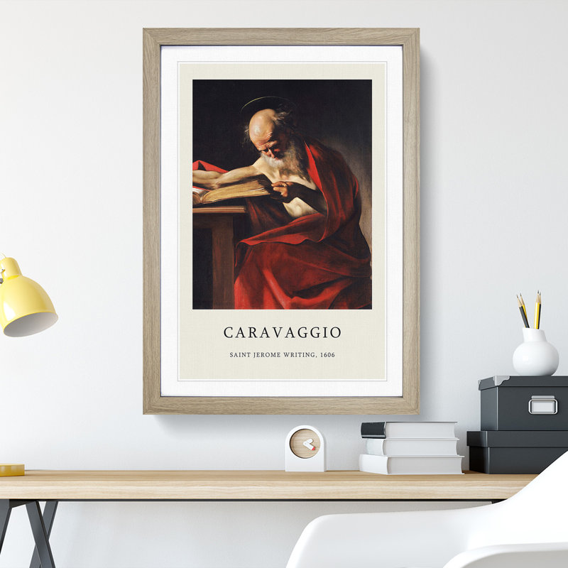 Saint Jerome Writing by Caravaggio - Picture Frame Graphic Art, 48cm H x 36cm W x 2cm D