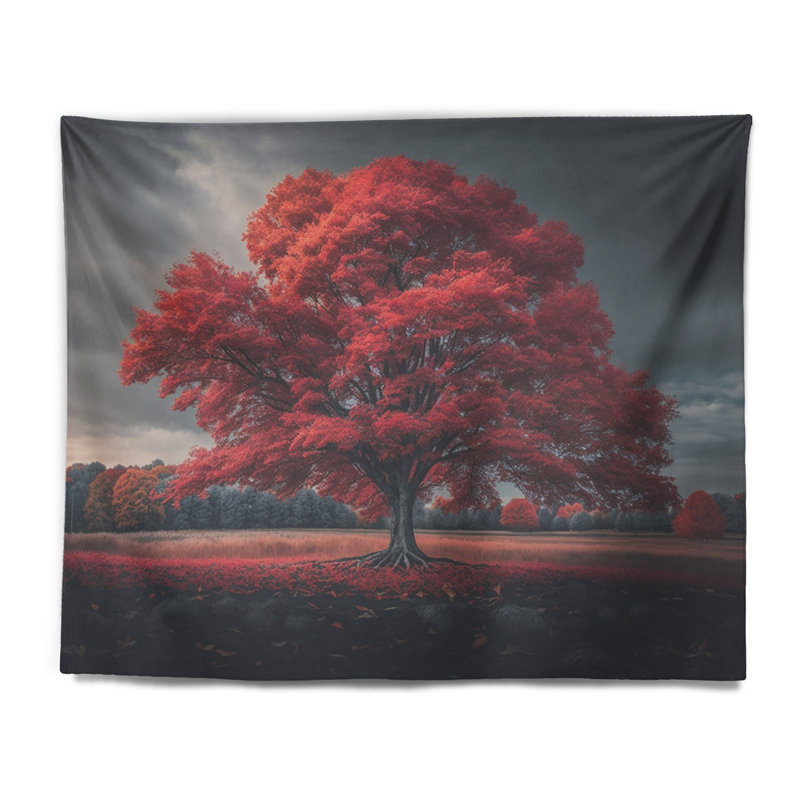 Polyester polyester solitaire arbre majestueux tapisserie forêt, H 32 po x l 39 po